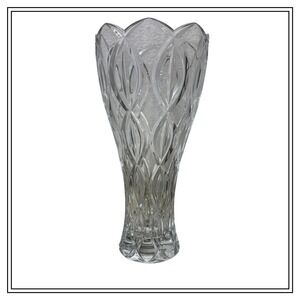 Lennox Crystal 14" Scalloped Edge Flower Vase Pattern Statement Piece Home Decor